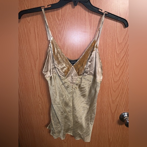 BeBe Genuine Silk and Velvet Tank Blouse Gold Y2K 2000s - Picture 2 of 7